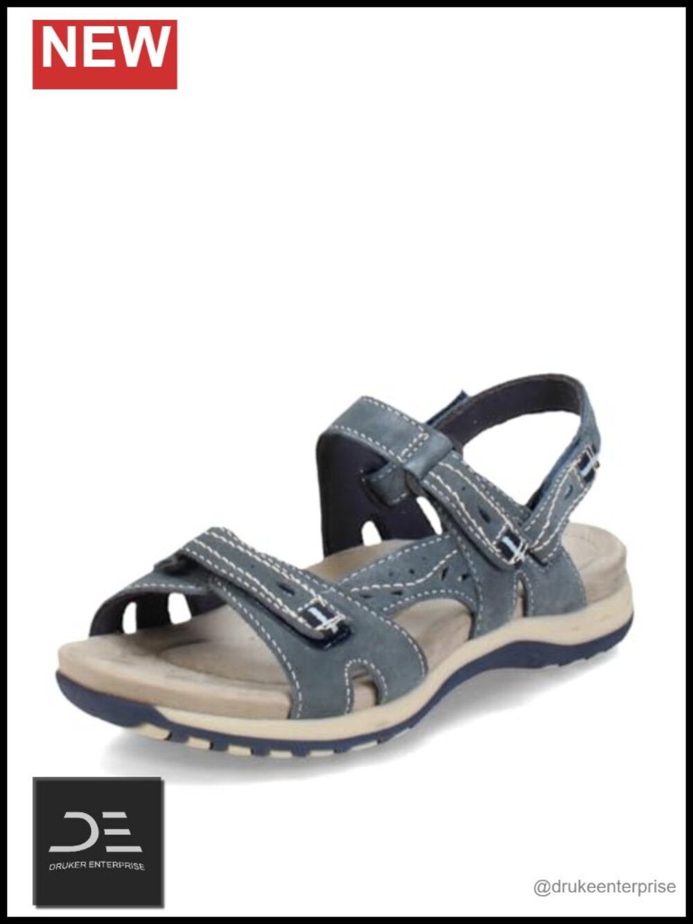 Women's Suede Sandals with Adjustable Hook & Loop Straps
